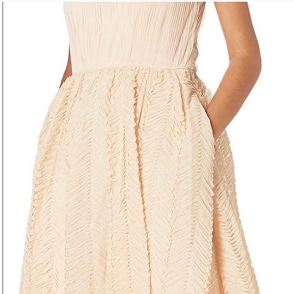 NWT ADRIANNA PAPELL SLEEVELESS SHIRRED TULLE MIDI DRESS - Picture 4 of 16